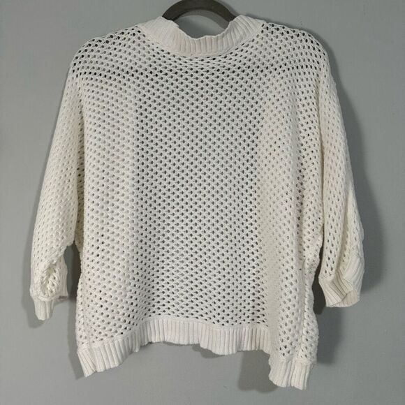 Preston & York White Cotton Open Knit Cardigan L - Picture 5 of 6